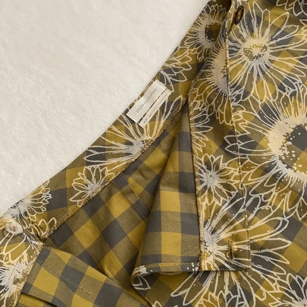 Urban Outfitters | Boho Dark Academia Pleated Plaid Floral Mini Wrap Front Skirt - Picture 8 of 16